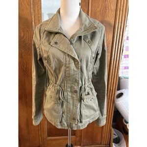 Hollister Jacket Womens Military Coat Army Green Utility  Full Zip Small